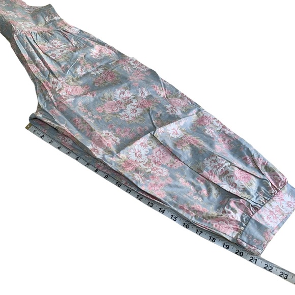 Vintage Laura Ashley Great Britain Cottagecore Floral Crop Jumpsuit Bow Pockets - Picture 7 of 11